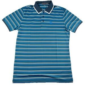 G Fore Polo Shirt Mens Small Blue White Striped Performance Golf Stretch NWT